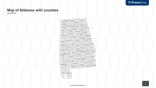 Map of Alabama with counties