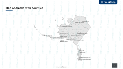 Map of Alaska with counties