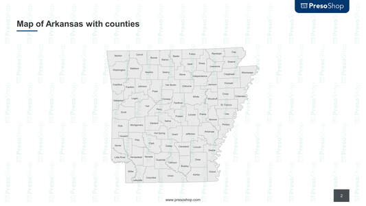 Map of Arkansas with counties