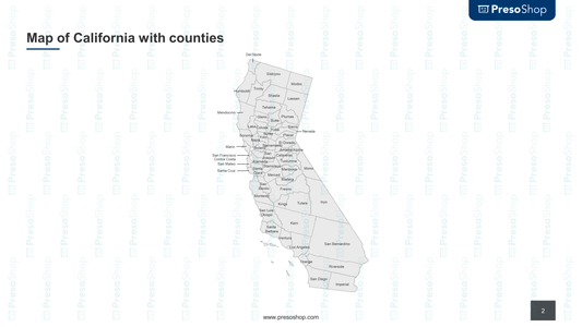 Map of California with counties