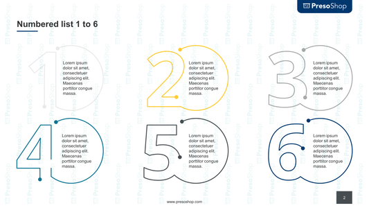 Numbered list form 1 to 6